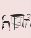 3-Piece Dining Set for 2 – Minimalist Wooden Table + 2 Metal Frame Chairs