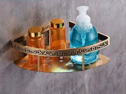 DecorBites™ Antique Bronze Carved Bathroom Accessories Set: Towel Rack, Paper Holder, Toilet Brush Holder, Hooks
