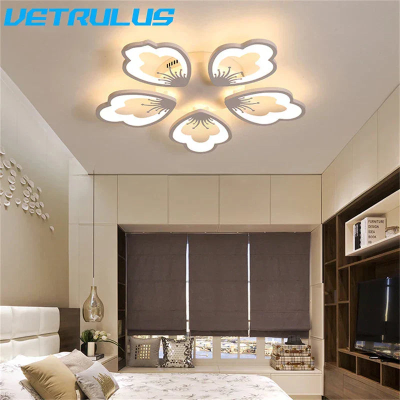 DecorBites™ Lotus Design LED Acrylic Chandelier Ceiling Lamp for Modern Living, Dining, and Study Rooms