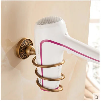 DecorBites™ Antique Bronze Carved Bathroom Accessories Set: Towel Rack, Paper Holder, Toilet Brush Holder, Hooks