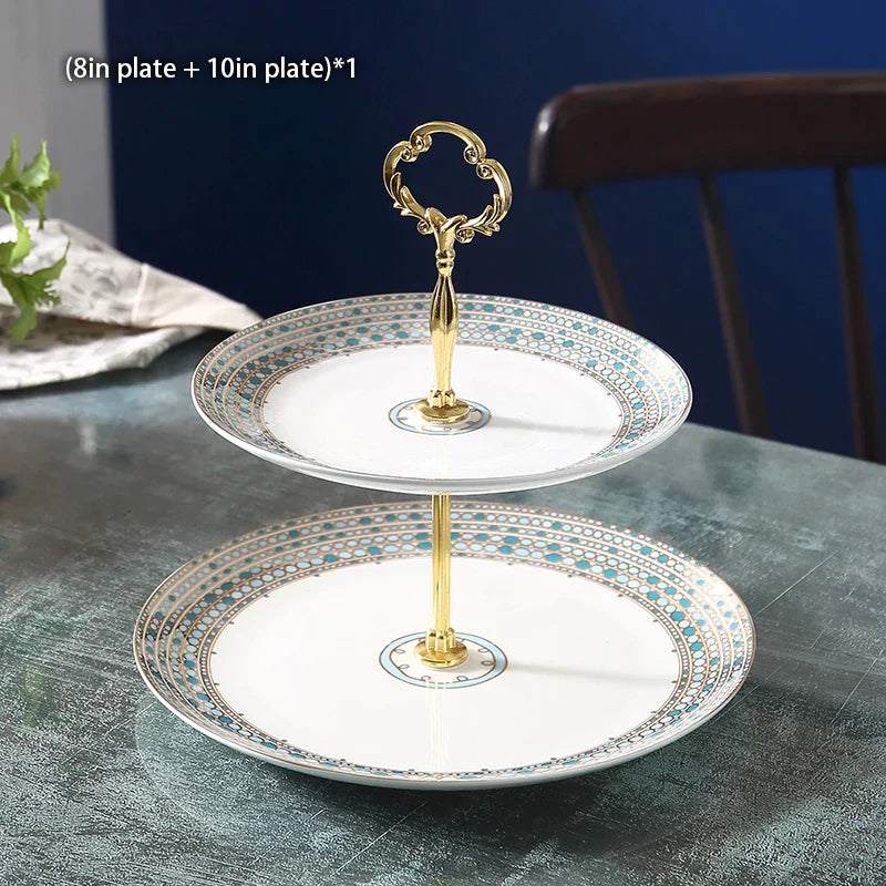 DecorBites™ Bone China Fruit Plates Set Cake Stand Buffet Dishes Tray Tableware Decoration