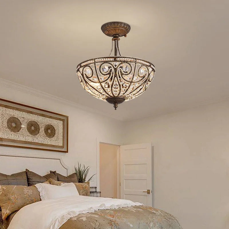 DecorBites™ Luxe Crystal Semi Chandelier for Bedroom, Restaurant, Aisle - European Retro Style